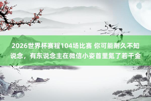 2026世界杯赛程104场比赛 你可能耐久不知说念,有东说念主在微信小姿首里氪了若干金