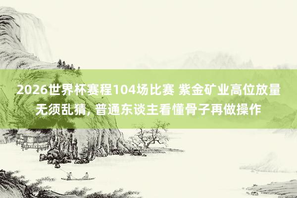 2026世界杯赛程104场比赛 紫金矿业高位放量无须乱猜, 普通东谈主看懂骨子再做操作