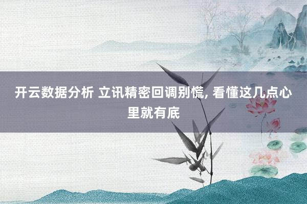 开云数据分析 立讯精密回调别慌, 看懂这几点心里就有底