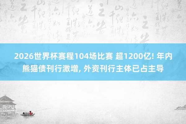 2026世界杯赛程104场比赛 超1200亿! 年内熊猫债刊行激增， 外资刊行主体已占主导