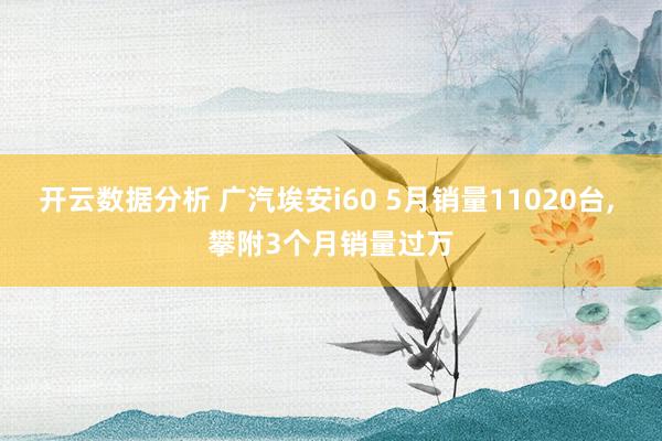 开云数据分析 广汽埃安i60 5月销量11020台, 攀附3个月销量过万