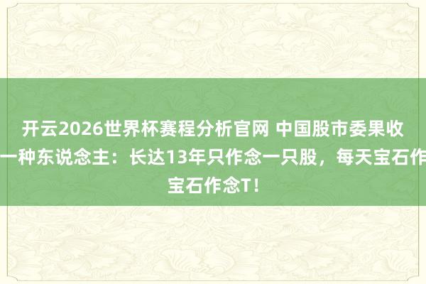 开云2026世界杯赛程分析官网 中国股市委果收货的一种东说念主:长达13年只作念一只股,每天宝石作念T!