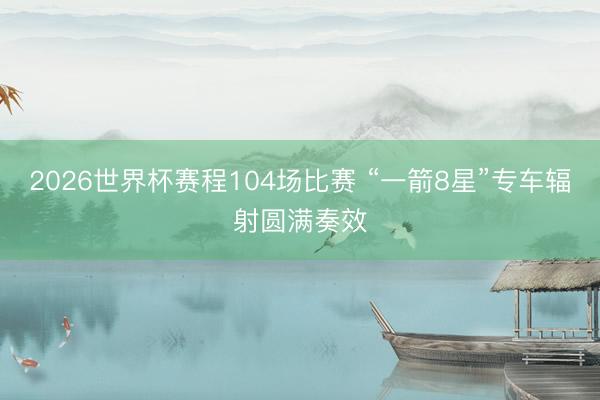 2026世界杯赛程104场比赛 “一箭8星”专车辐射圆满奏效